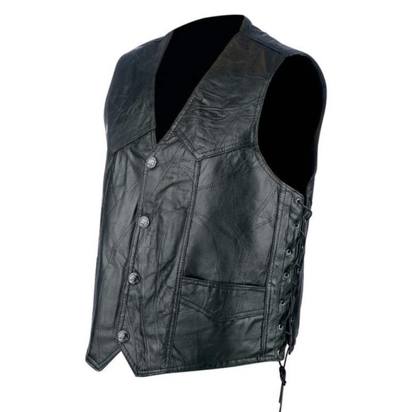 Bonus leather vest Black Size 44 VINTAGE - Picture 1 of 10